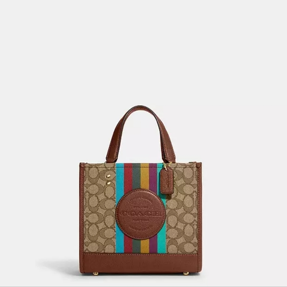 NWT Coach C5637 Dempsey Tote 22 Signature Jacquard Stripe Coach Patch Redwood - Picture 10 of 14